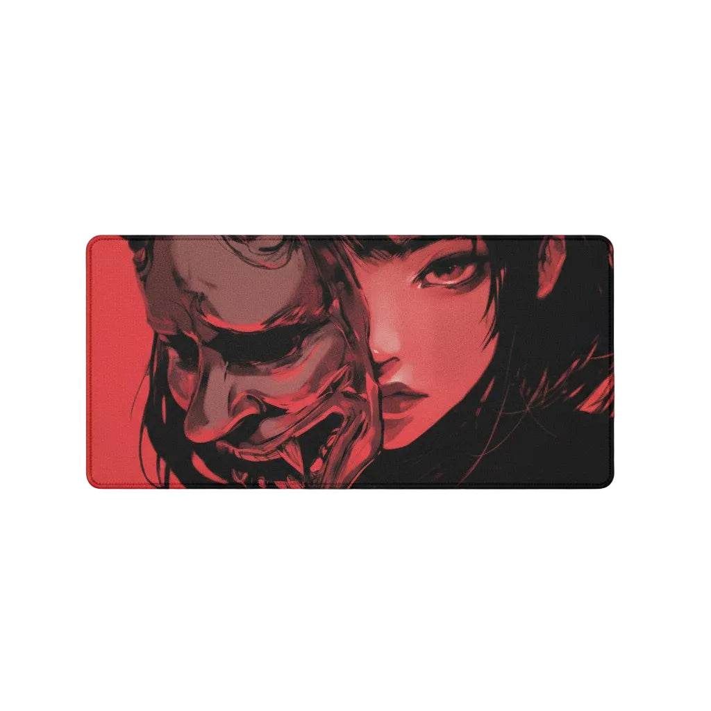 40x90cm Gaming Samurai Oni Mouse Pad Japan Mask Girl Deskmat Large Gamer Professional Premium Mousepad Speed Control Accessories