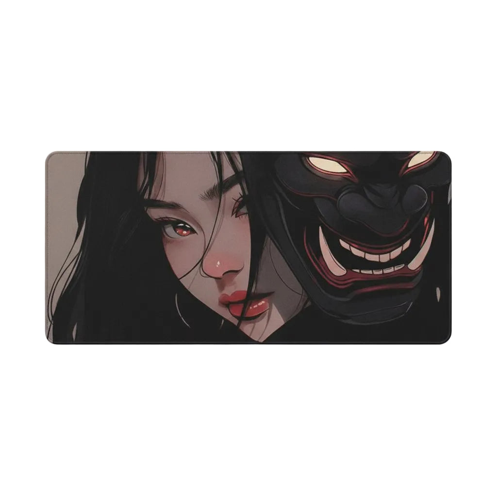 40x90cm Gaming Samurai Oni Mouse Pad Japan Mask Girl Deskmat Large Gamer Professional Premium Mousepad Speed Control Accessories