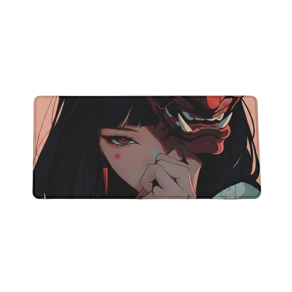 40x90cm Gaming Samurai Oni Mouse Pad Japan Mask Girl Deskmat Large Gamer Professional Premium Mousepad Speed Control Accessories