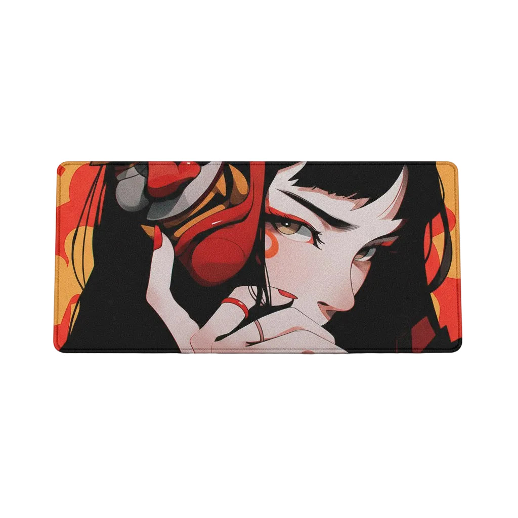 40x90cm Gaming Samurai Oni Mouse Pad Japan Mask Girl Deskmat Large Gamer Professional Premium Mousepad Speed Control Accessories