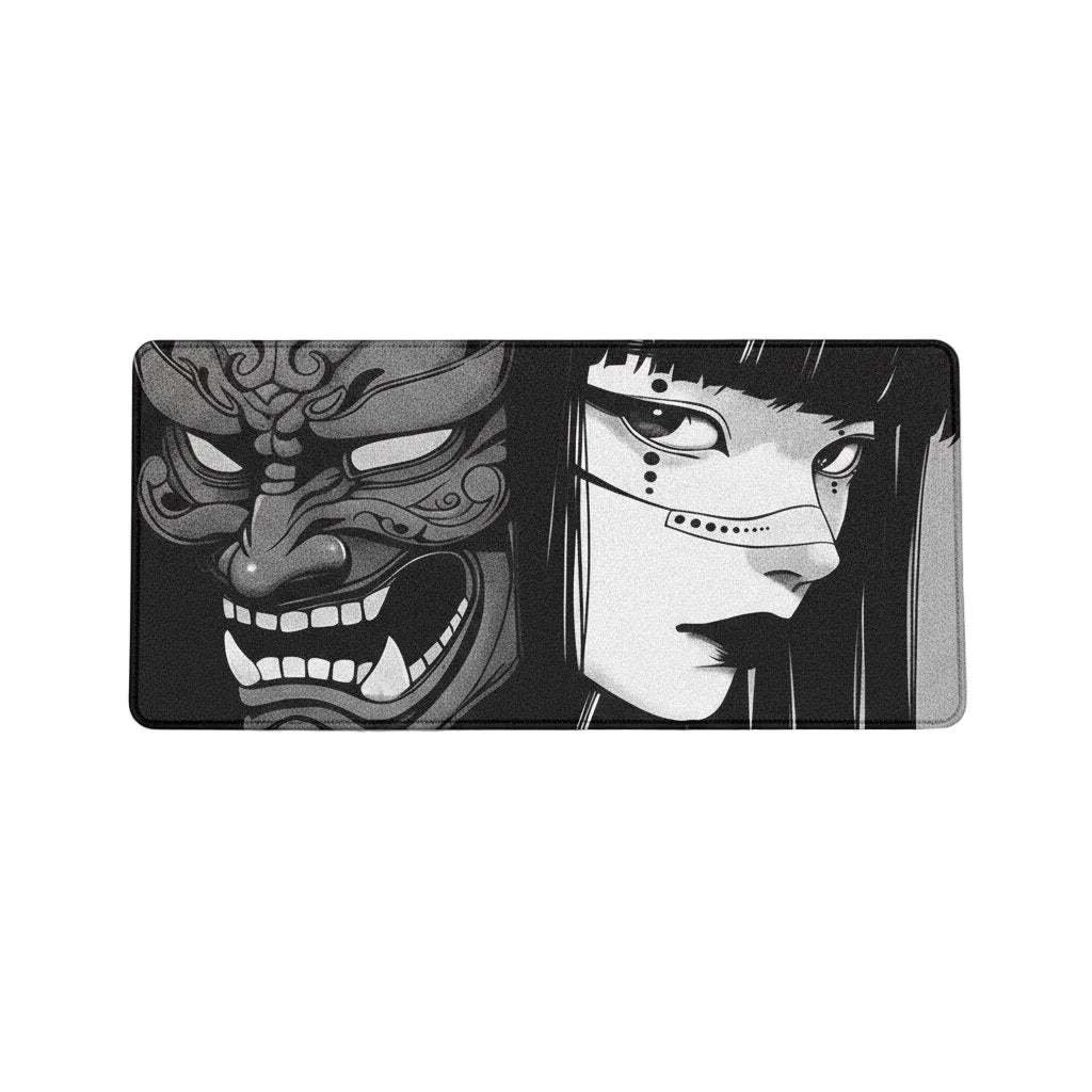 40x90cm Gaming Samurai Oni Mouse Pad Japan Mask Girl Deskmat Large Gamer Professional Premium Mousepad Speed Control Accessories