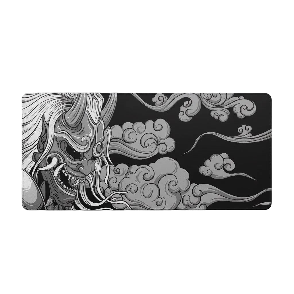 Black Ghost Face Non-slip Mouse Pad Gamer Desk Mat HD Print Japanese Samurai Devil Mask PC Gaming Accessories Computer Table Pad